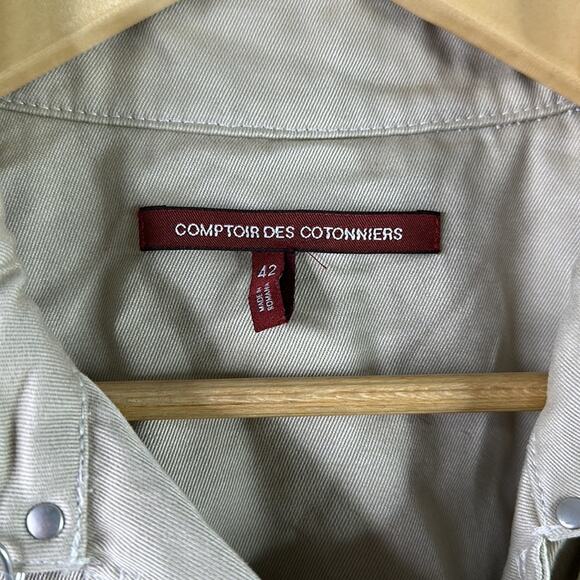 COMPTOIR DES COTONNIERS Tan Cotton Trench Coat Jacket‎ Double Breasted Size 42 - Picture 7 of 10